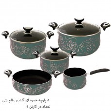 سرویس قابلمه 8 پارچه خمره ای گلدیس قلم زنی رویال تفلون